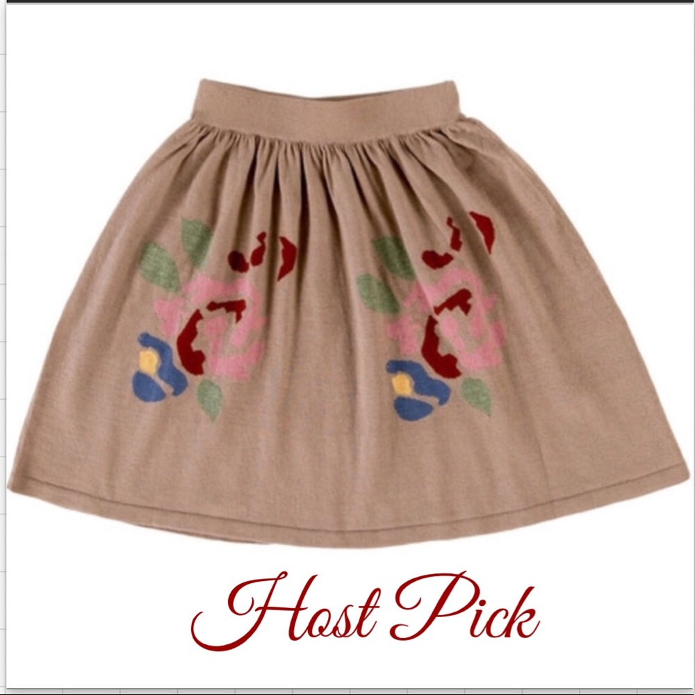 Tuchinda Girl's rosy taupe knit cotton skirt